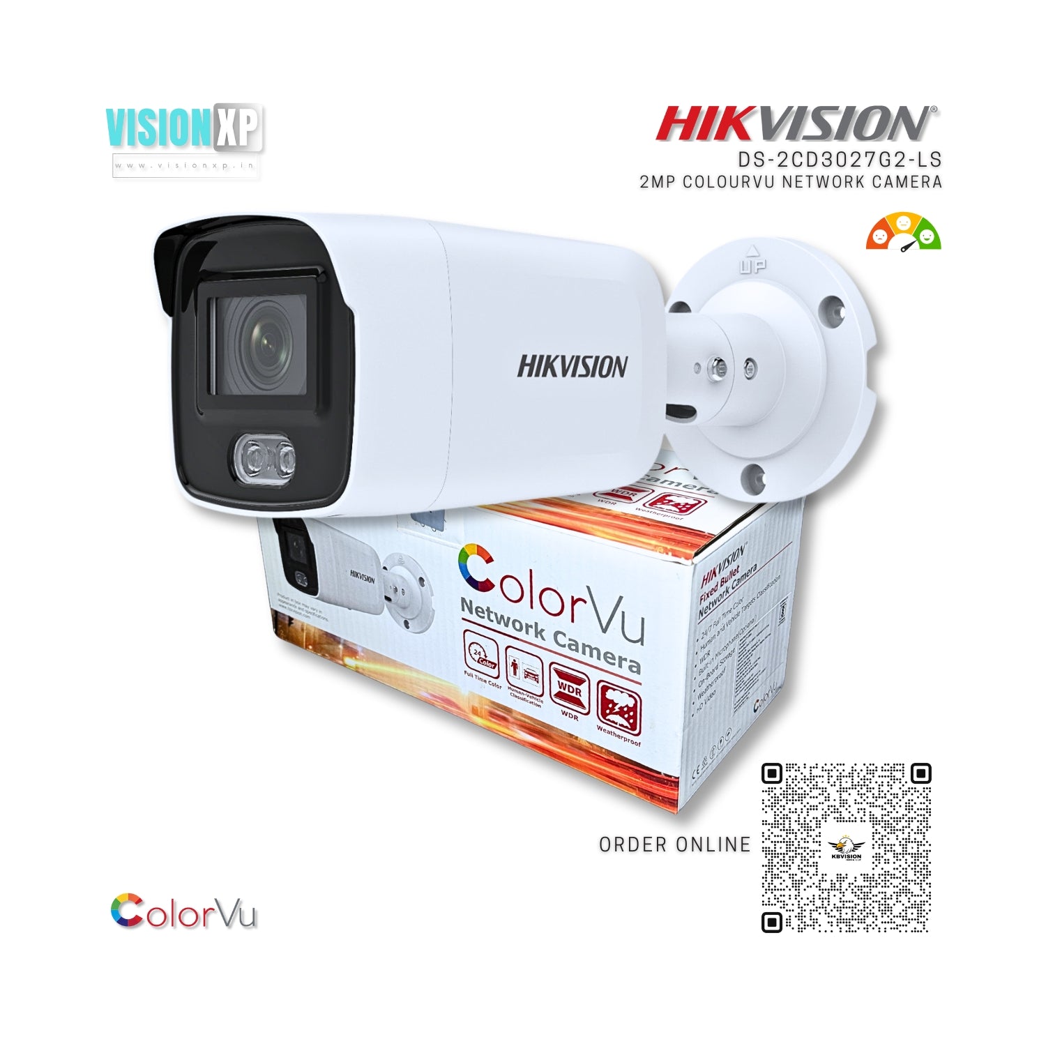 Hikvision DS-2CD3027G2-LS 2 MP ColorVu Fixed Bullet Network Camera Hikvision DS-2CD3027G2-LS 2 MP ColorVu Fixed Bullet Network Camera